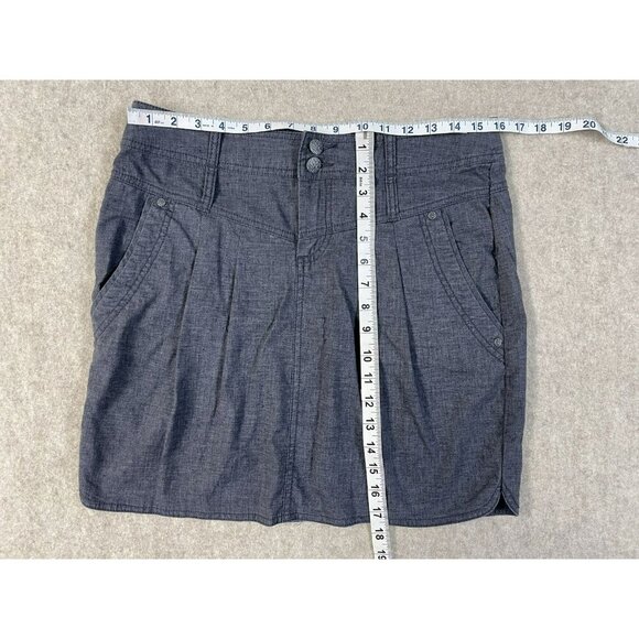 PrAna Lisbeth Skirt Women's Size 6 Coal Gray Chambray Hemp Blend Stretchy Mini - Picture 7 of 11